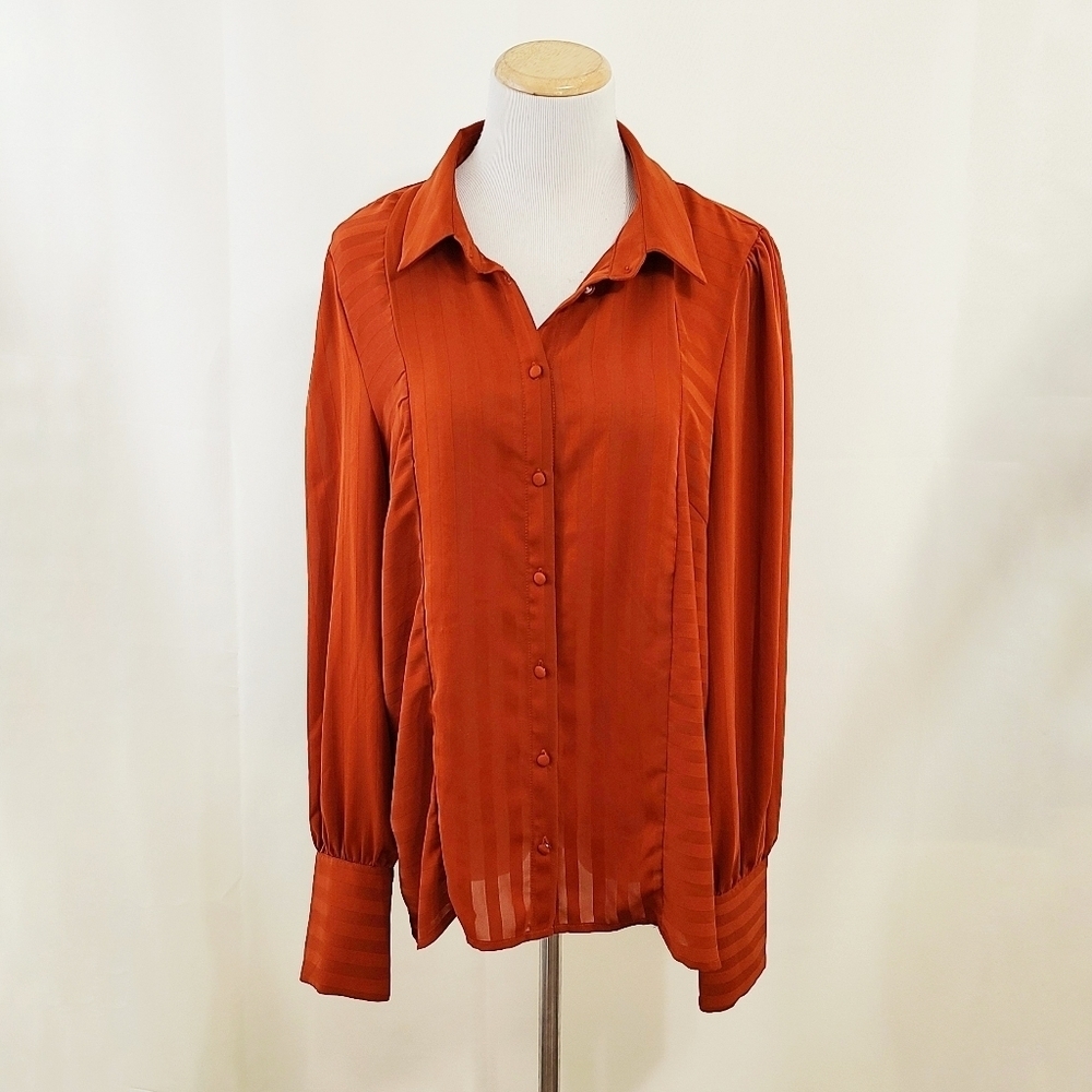 Y.A.S Yassibilla long sleeve shirt burnt orange stripes size large